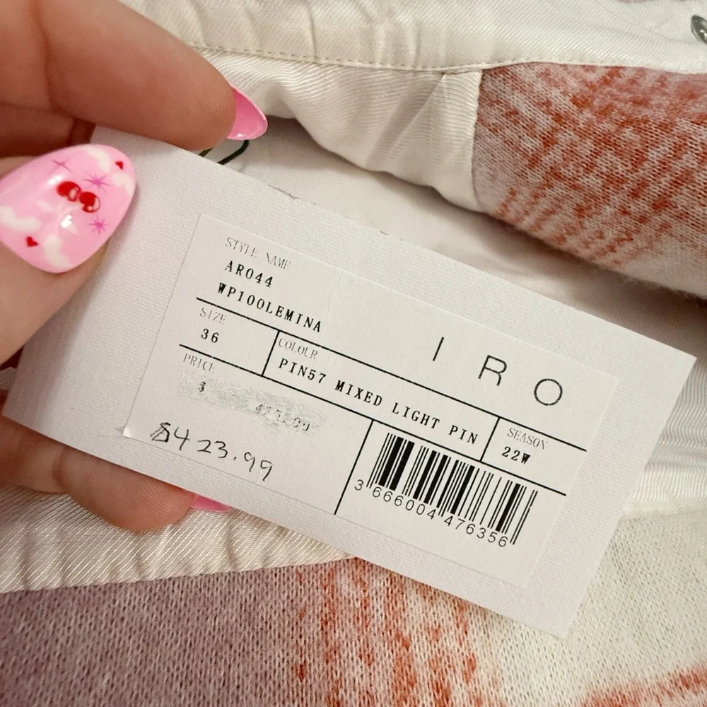 IRO - Lemina Plaid Shirt Jacket - Pink, White, Red - size Small - NWT - Picture 10 of 15
